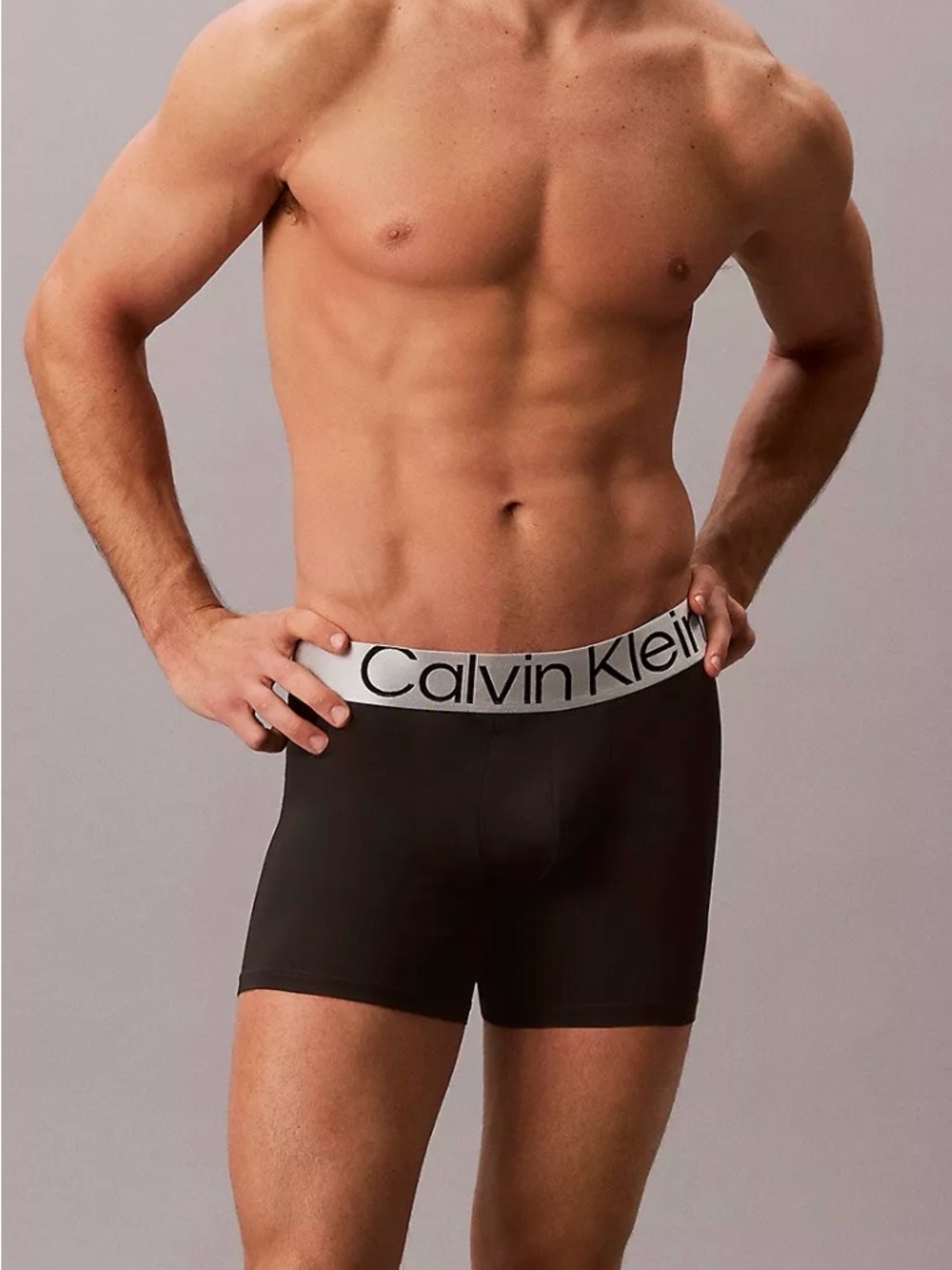 Calvin Klein  Microfiber Stretch steel Boxer Brief— black - large logo new